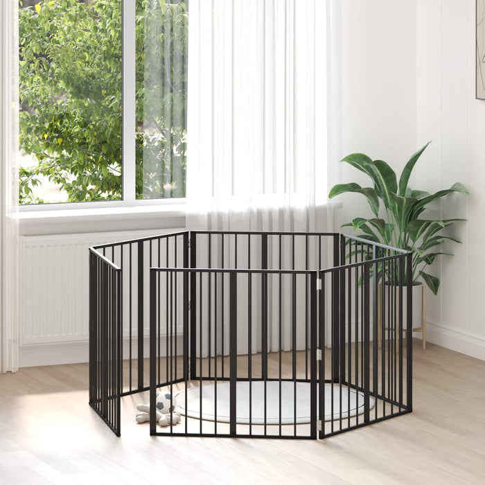 Poartă pentru câini 6 pcs Negru 80 x 80 cm Oțel Galvanizat WALTI