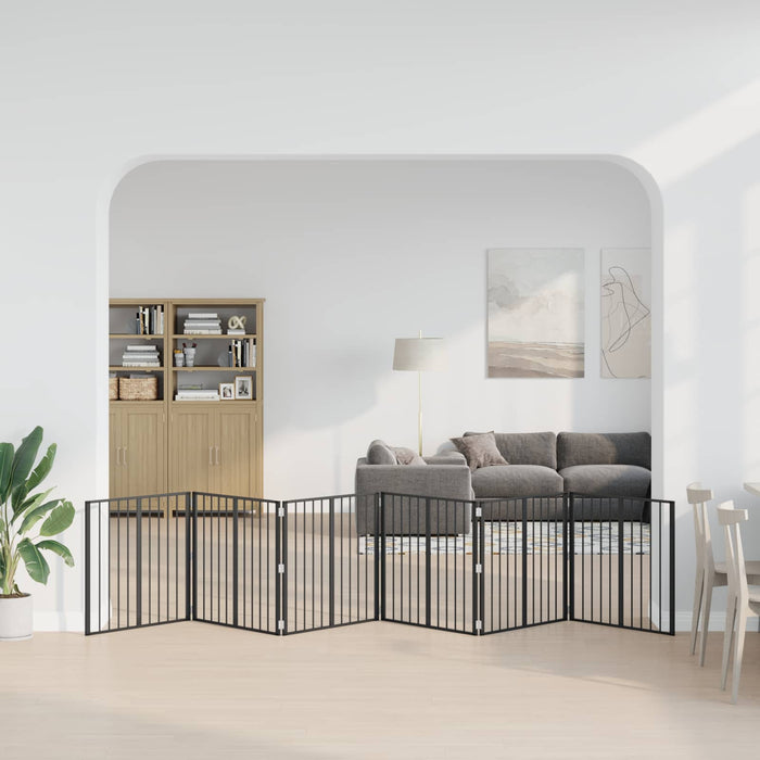 Poartă pentru câini 6 pcs Negru 80 x 80 cm Oțel Galvanizat WALTI