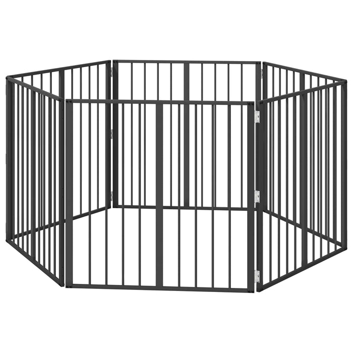Poartă pentru câini 6 pcs Negru 80 x 80 cm Oțel Galvanizat WALTI