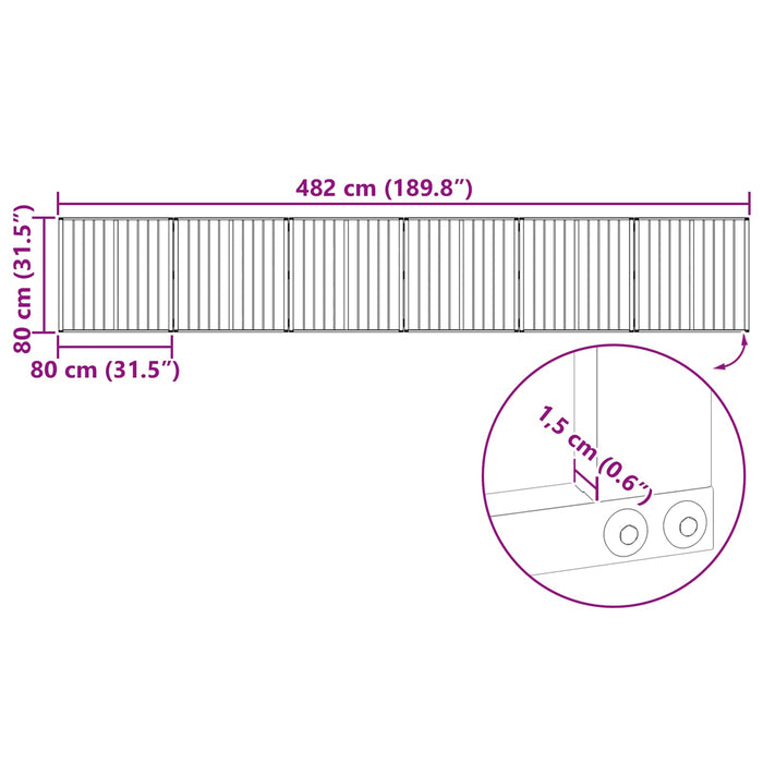 Poartă pentru câini 6 pcs Negru 80 x 80 cm Oțel Galvanizat WALTI