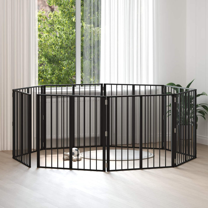 Poartă pentru câini 8 pcs Negru 80 x 80 cm Oțel Galvanizat WALTI