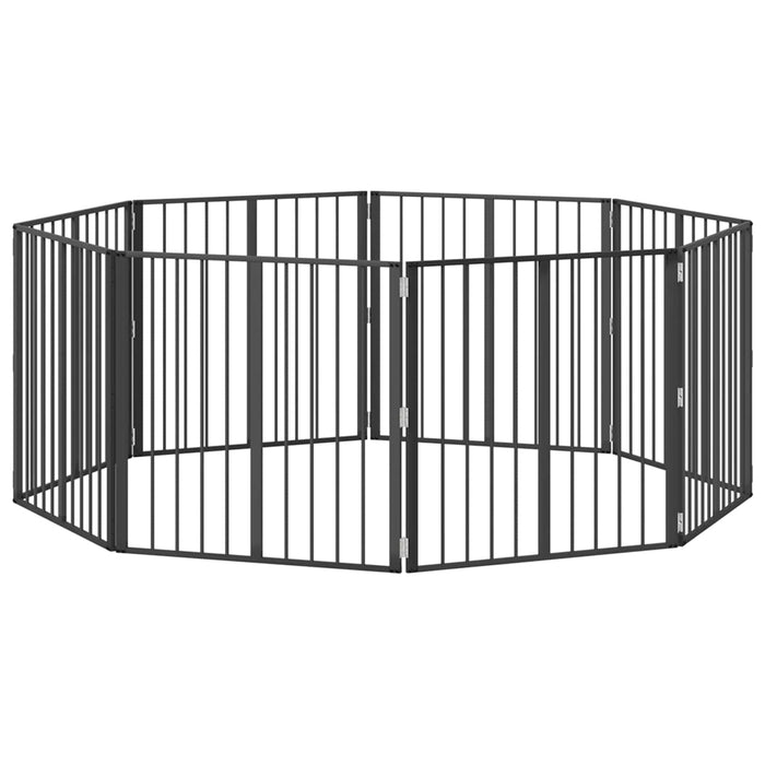 Poartă pentru câini 8 pcs Negru 80 x 80 cm Oțel Galvanizat WALTI