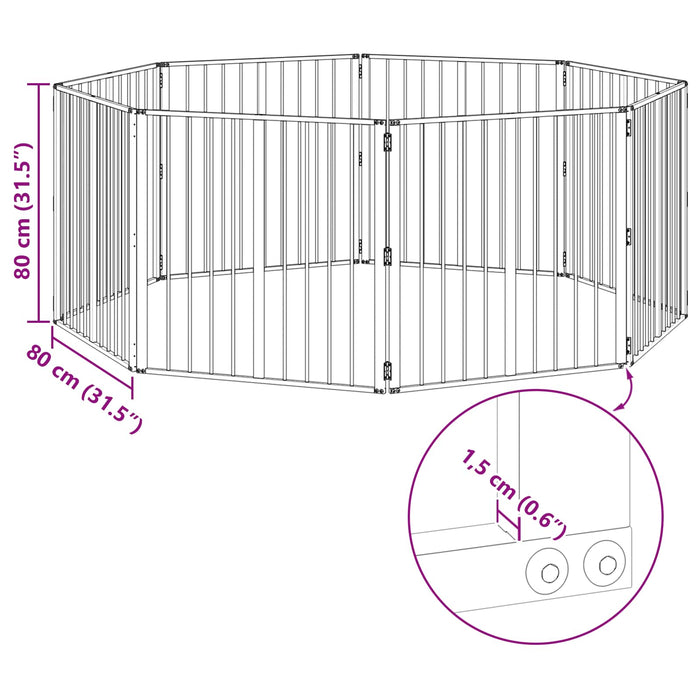 Poartă pentru câini 8 pcs Negru 80 x 80 cm Oțel Galvanizat WALTI
