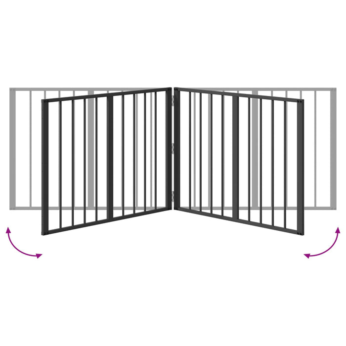 Poartă pentru câini 4 pcs Negru 80 x 60 cm Oțel Galvanizat WALTI
