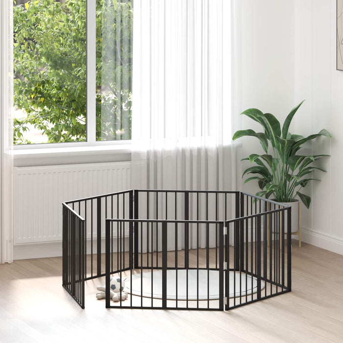 Poartă pentru câini 6 pcs Negru 80 x 60 cm Oțel Galvanizat WALTI