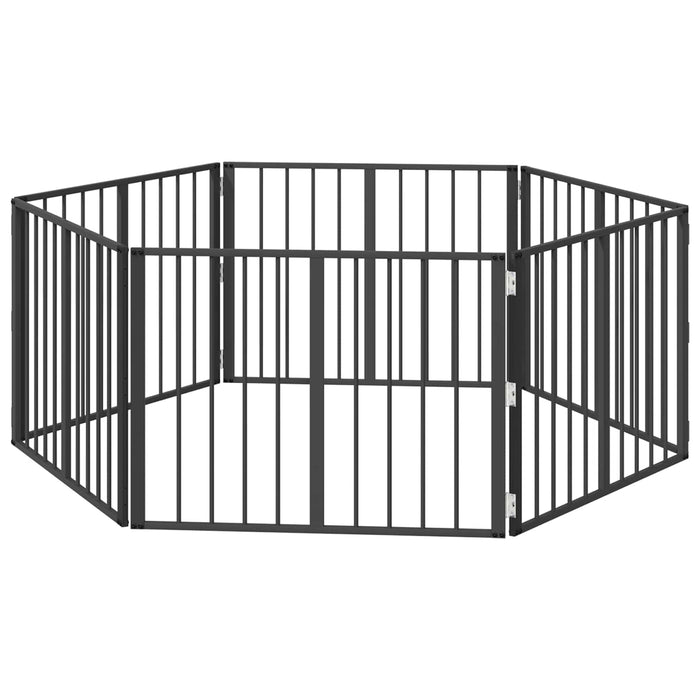 Poartă pentru câini 6 pcs Negru 80 x 60 cm Oțel Galvanizat WALTI