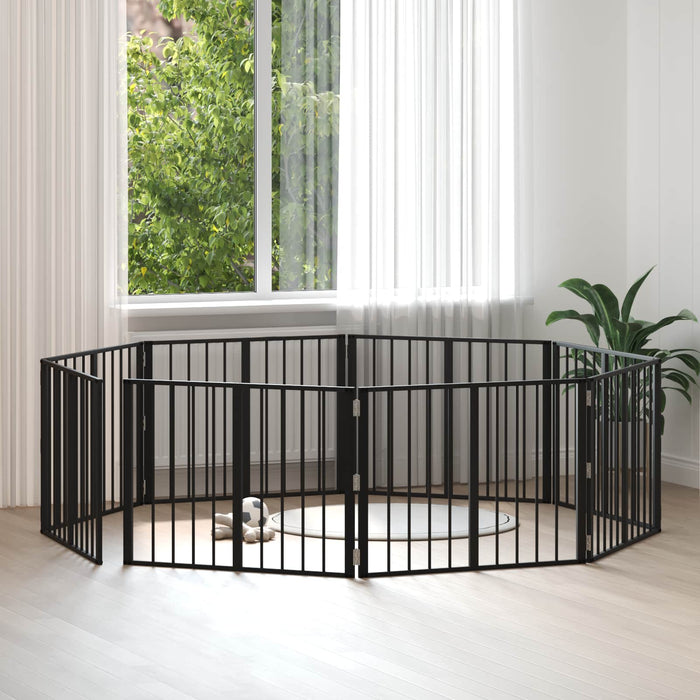 Poartă pentru câini 8 pcs Negru 80 x 60 cm Oțel Galvanizat WALTI