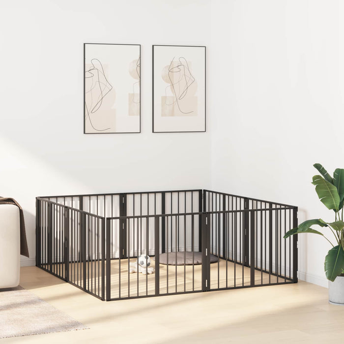Poartă pentru câini 8 pcs Negru 80 x 60 cm Oțel Galvanizat WALTI