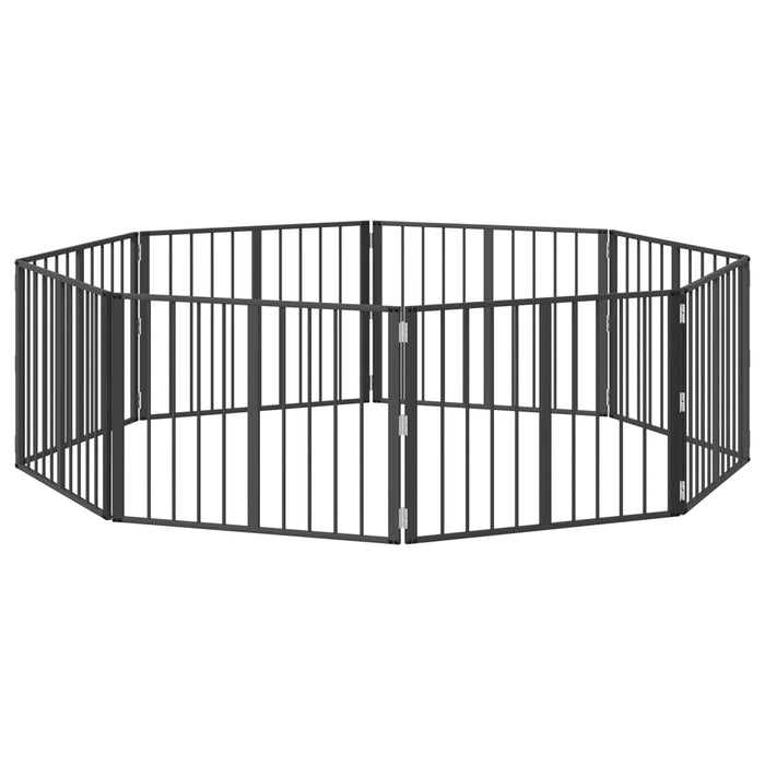 Poartă pentru câini 8 pcs Negru 80 x 60 cm Oțel Galvanizat WALTI