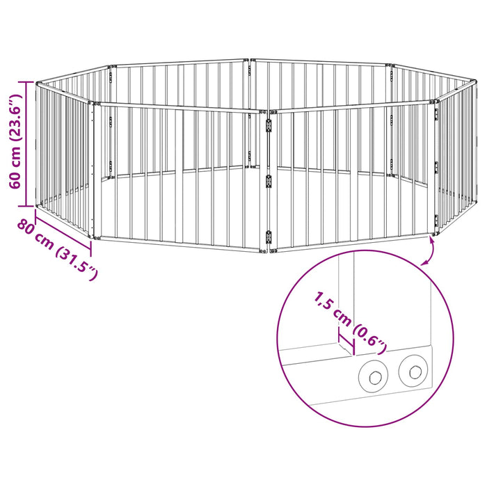 Poartă pentru câini 8 pcs Negru 80 x 60 cm Oțel Galvanizat WALTI