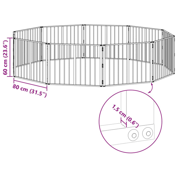 Poartă pentru câini 10 pcs Negru 80 x 60 cm Oțel Galvanizat WALTI