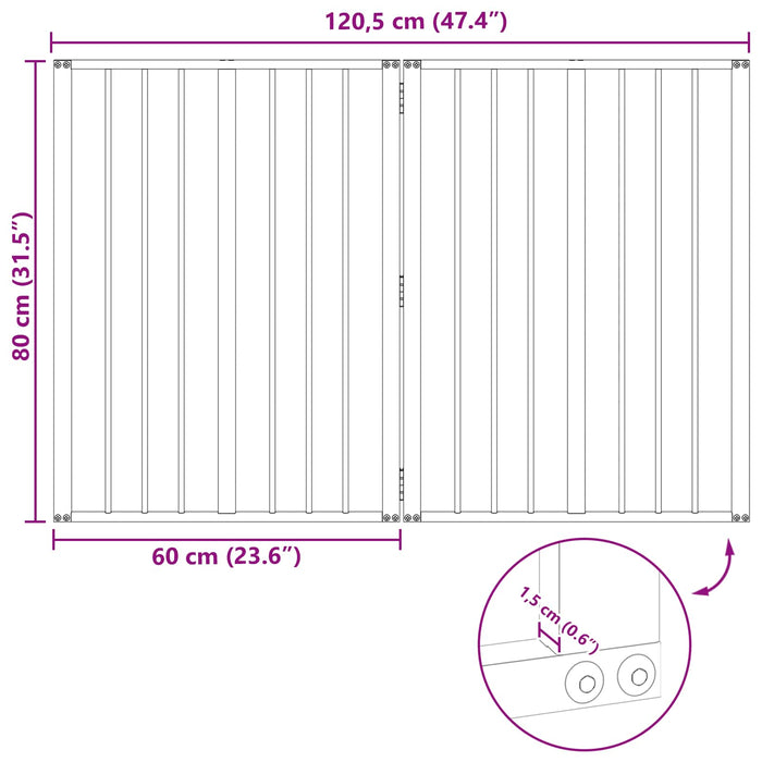 Poartă pentru câini 2 pcs Negru 60 x 80 cm Oțel Galvanizat WALTI