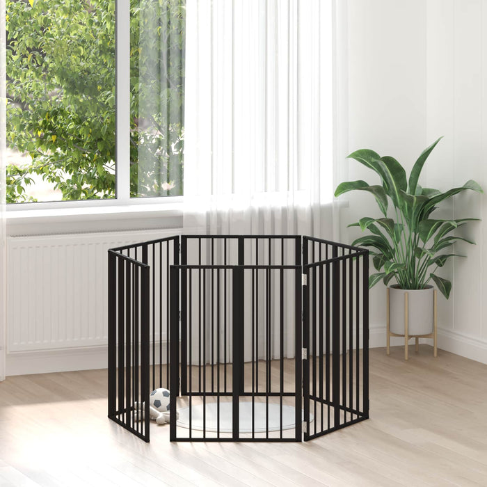 Poartă pentru câini 6 pcs Negru 60 x 80 cm Oțel Galvanizat WALTI