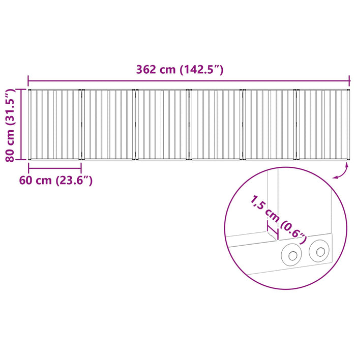 Poartă pentru câini 6 pcs Negru 60 x 80 cm Oțel Galvanizat WALTI