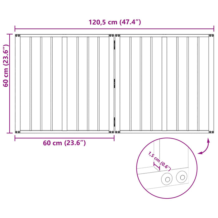 Poartă pentru câini 2 pcs Negru 60 x 60 cm Oțel Galvanizat WALTI