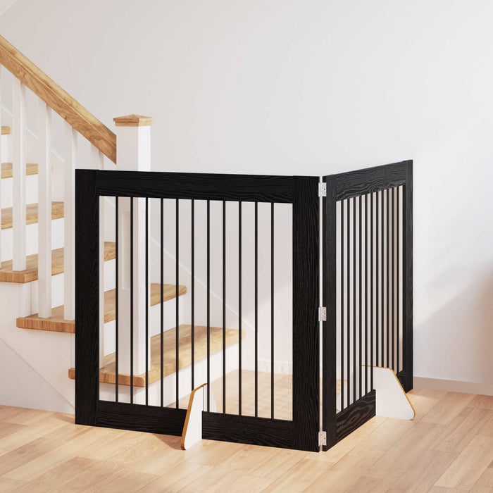 Poartă pentru câini cu suporturi 2 pcs Stejar Negru WALTI