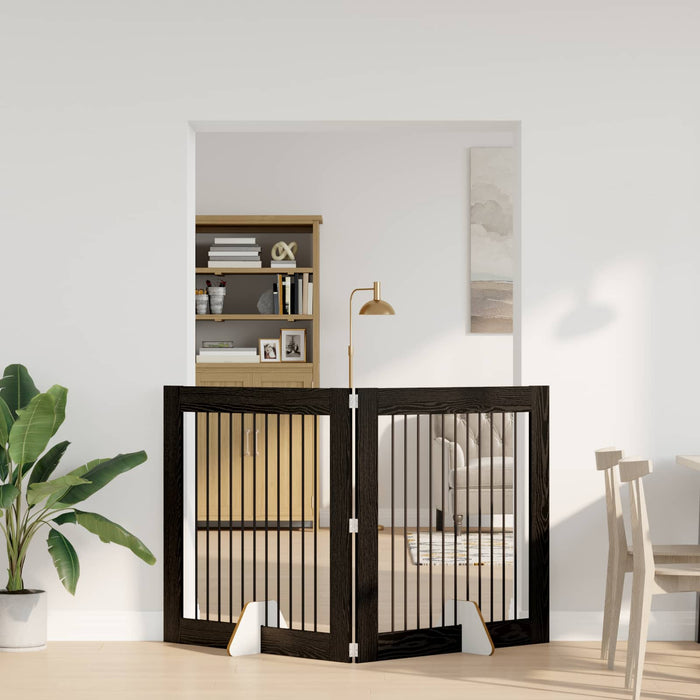 Poartă pentru câini cu suporturi 2 pcs Stejar Negru WALTI