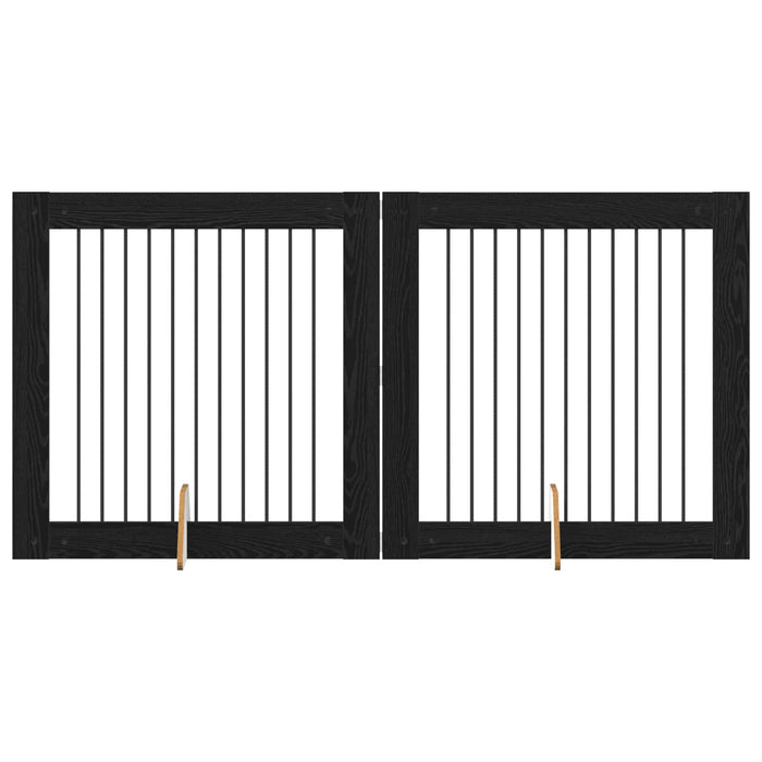 Poartă pentru câini cu suporturi 2 pcs Stejar Negru WALTI