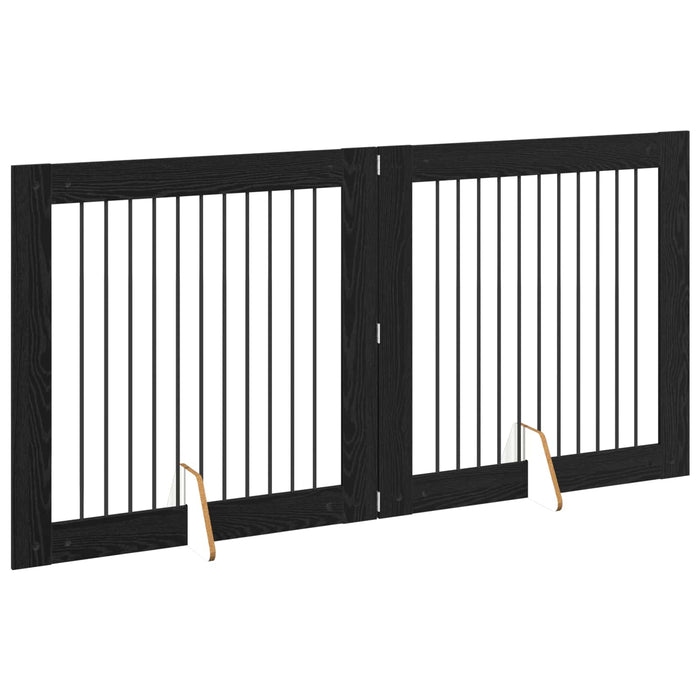 Poartă pentru câini cu suporturi 2 pcs Stejar Negru WALTI