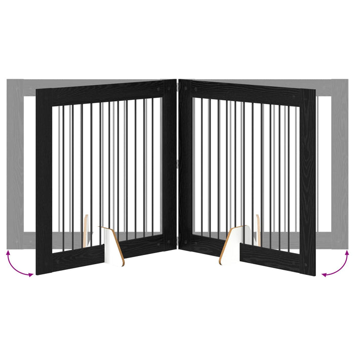 Poartă pentru câini cu suporturi 2 pcs Stejar Negru WALTI