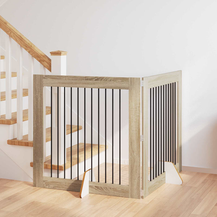Poartă pentru câini cu suporturi 2 pcs Stejar Sonoma WALTI