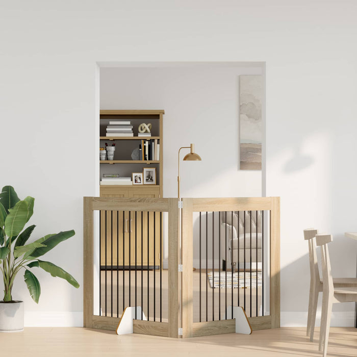 Poartă pentru câini cu suporturi 2 pcs Stejar Sonoma WALTI