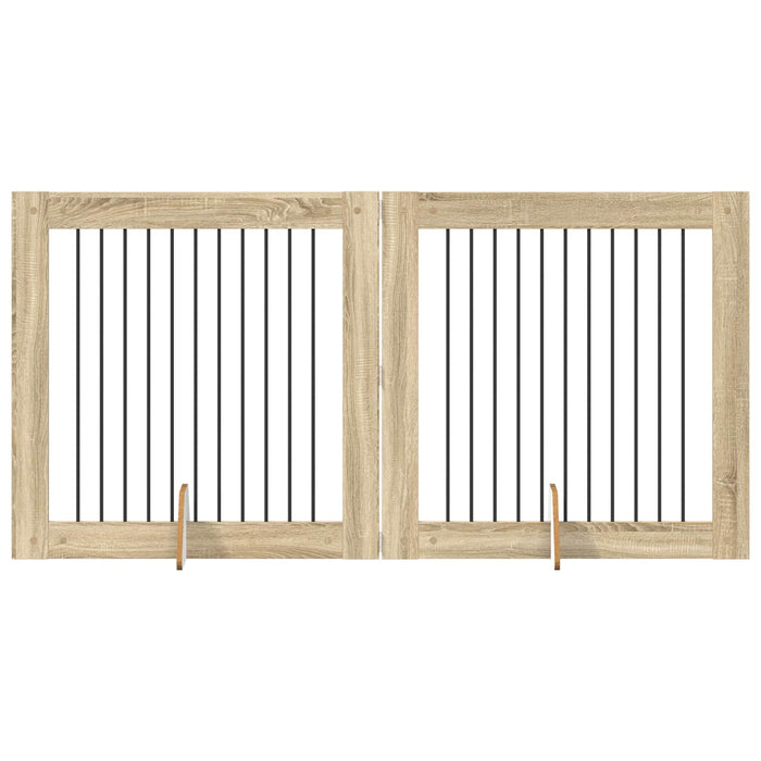 Poartă pentru câini cu suporturi 2 pcs Stejar Sonoma WALTI
