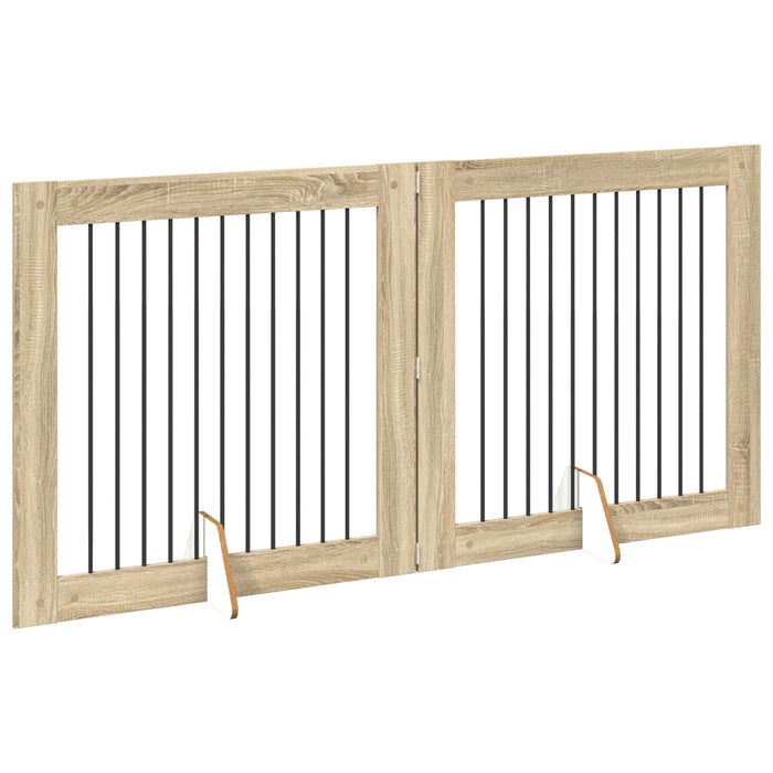 Poartă pentru câini cu suporturi 2 pcs Stejar Sonoma WALTI