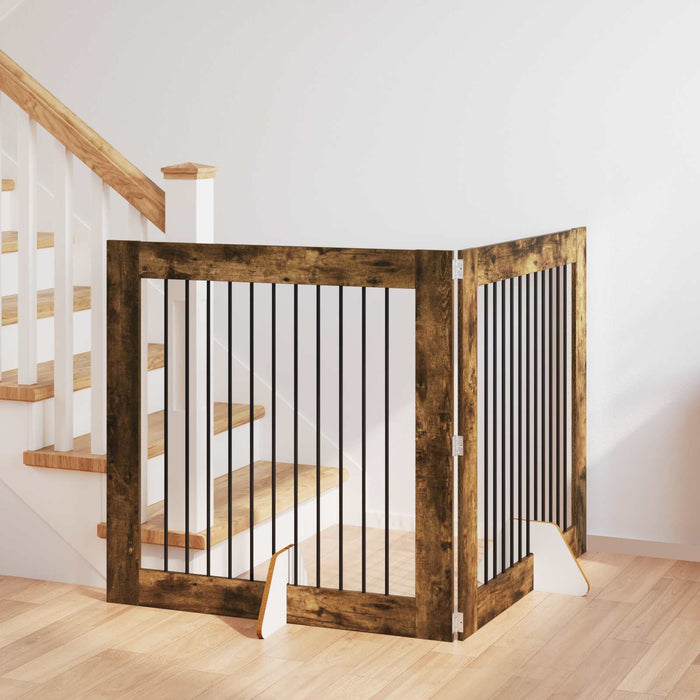 Poartă pentru câini cu suporturi 2 pcs Stejar fumuriu WALTI