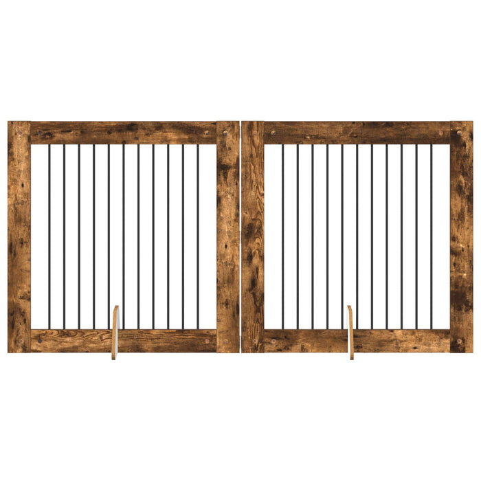 Poartă pentru câini cu suporturi 2 pcs Stejar fumuriu WALTI