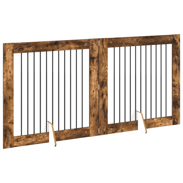 Poartă pentru câini cu suporturi 2 pcs Stejar fumuriu WALTI