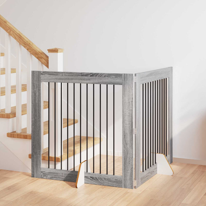 Poartă pentru câini cu suporturi 2 pcs Sonoma gri 100 x 100 cm WALTI