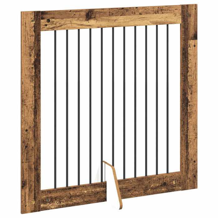 Poartă pentru câini cu suporturi 2 pcs Lemn vechi 100 x 100 cm WALTI