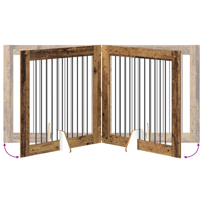 Poartă pentru câini cu suporturi 2 pcs Lemn vechi 100 x 100 cm WALTI