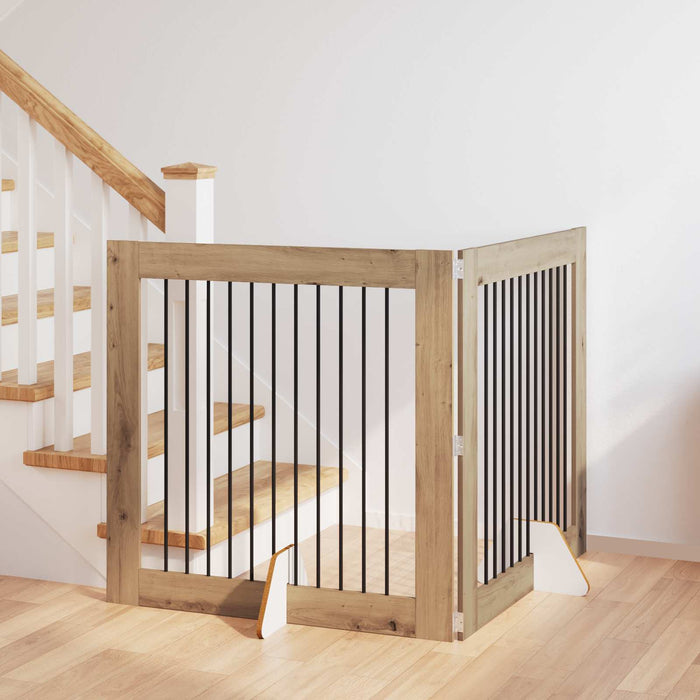 Poartă pentru câini cu suporturi 2 pcs Stejar Artizanal WALTI