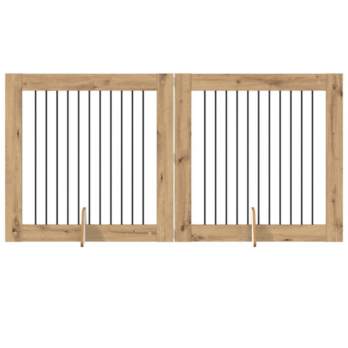 Poartă pentru câini cu suporturi 2 pcs Stejar Artizanal WALTI