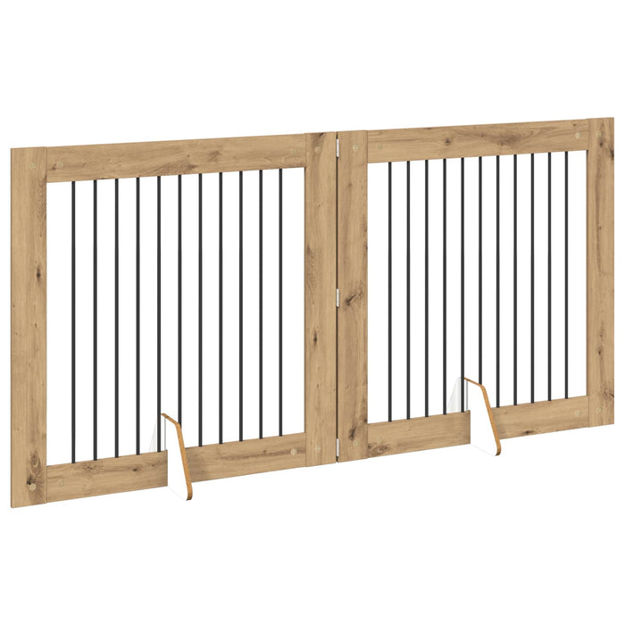 Poartă pentru câini cu suporturi 2 pcs Stejar Artizanal WALTI