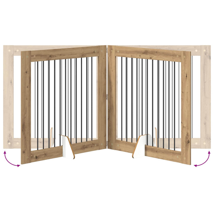 Poartă pentru câini cu suporturi 2 pcs Stejar Artizanal WALTI