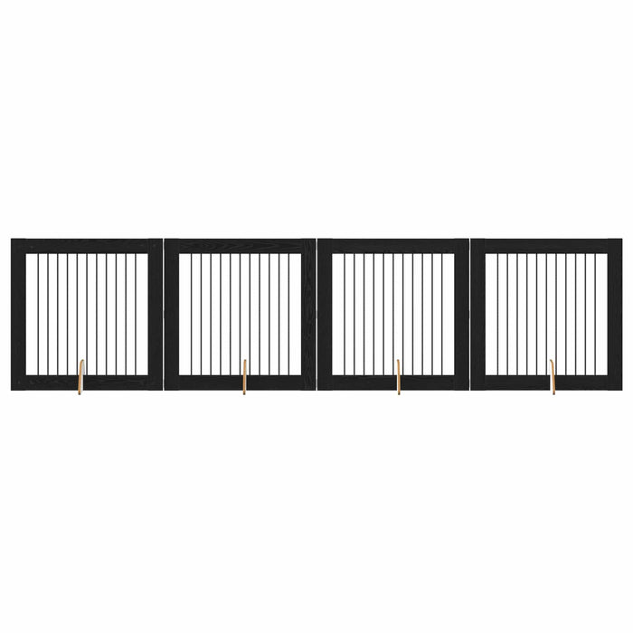 Poartă pentru câini cu suporturi 4 pcs Stejar Negru WALTI