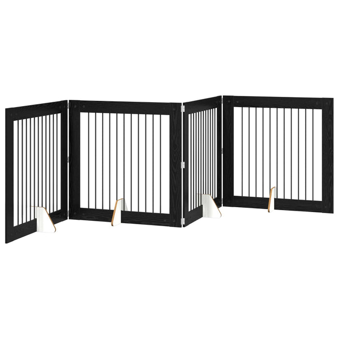 Poartă pentru câini cu suporturi 4 pcs Stejar Negru WALTI