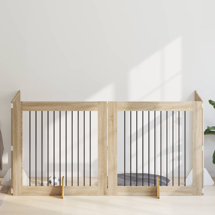 Poartă pentru câini cu suporturi 4 pcs Stejar Sonoma WALTI
