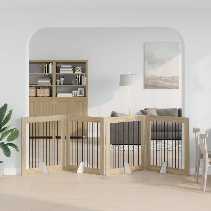 Poartă pentru câini cu suporturi 4 pcs Stejar Sonoma WALTI