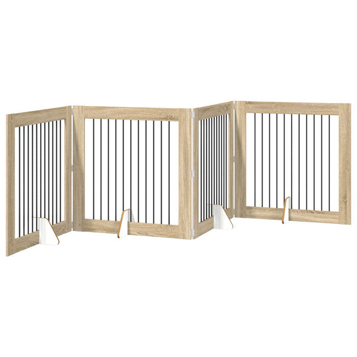 Poartă pentru câini cu suporturi 4 pcs Stejar Sonoma WALTI