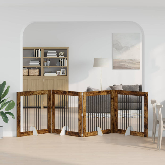 Poartă pentru câini cu suporturi 4 pcs Stejar fumuriu WALTI