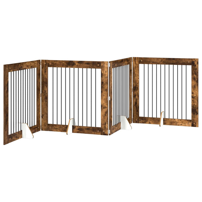 Poartă pentru câini cu suporturi 4 pcs Stejar fumuriu WALTI