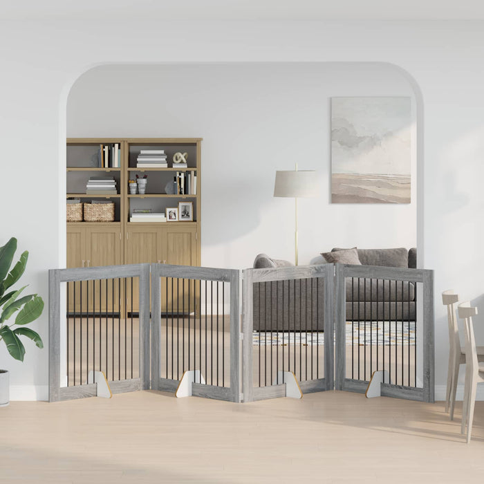 Poartă pentru câini cu suporturi 4 pcs Sonoma gri 100 x 100 cm WALTI