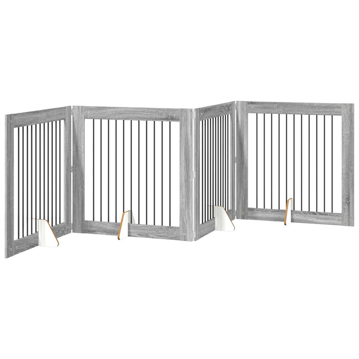 Poartă pentru câini cu suporturi 4 pcs Sonoma gri 100 x 100 cm WALTI