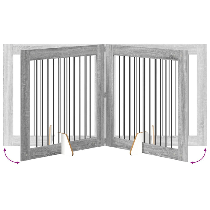 Poartă pentru câini cu suporturi 4 pcs Sonoma gri 100 x 100 cm WALTI