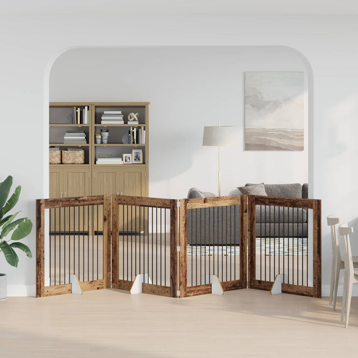 Poartă pentru câini cu suporturi 4 pcs Lemn vechi 100 x 100 cm - WALTI WALTI