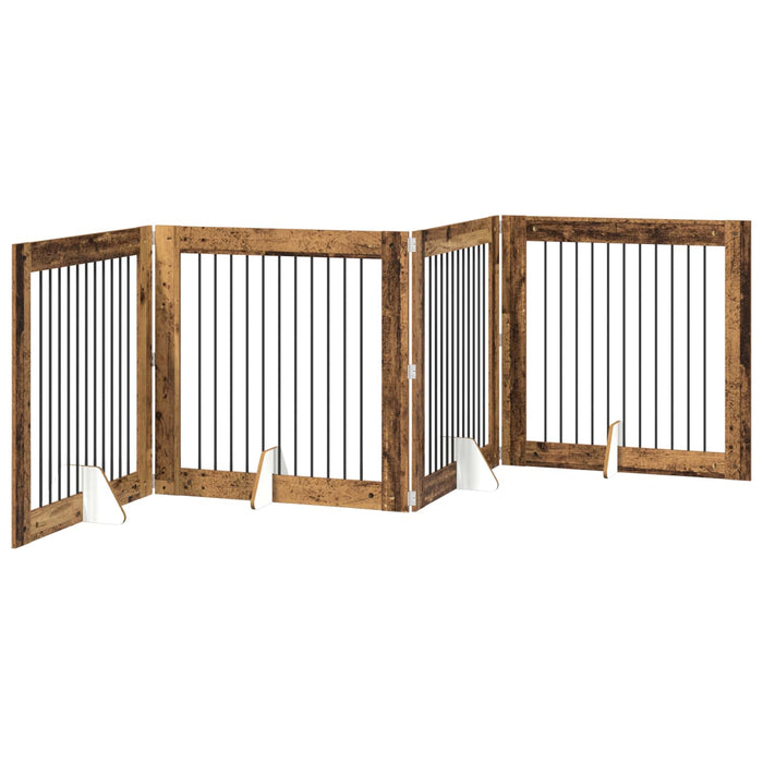 Poartă pentru câini cu suporturi 4 pcs Lemn vechi 100 x 100 cm - WALTI WALTI